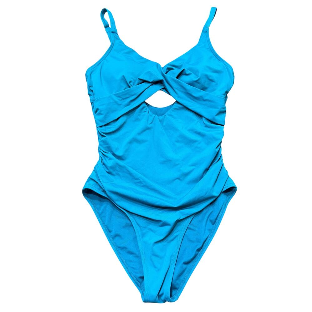 Tempt Me Women's teal green one-piece swim suit, keyhole, adjustable straps, S